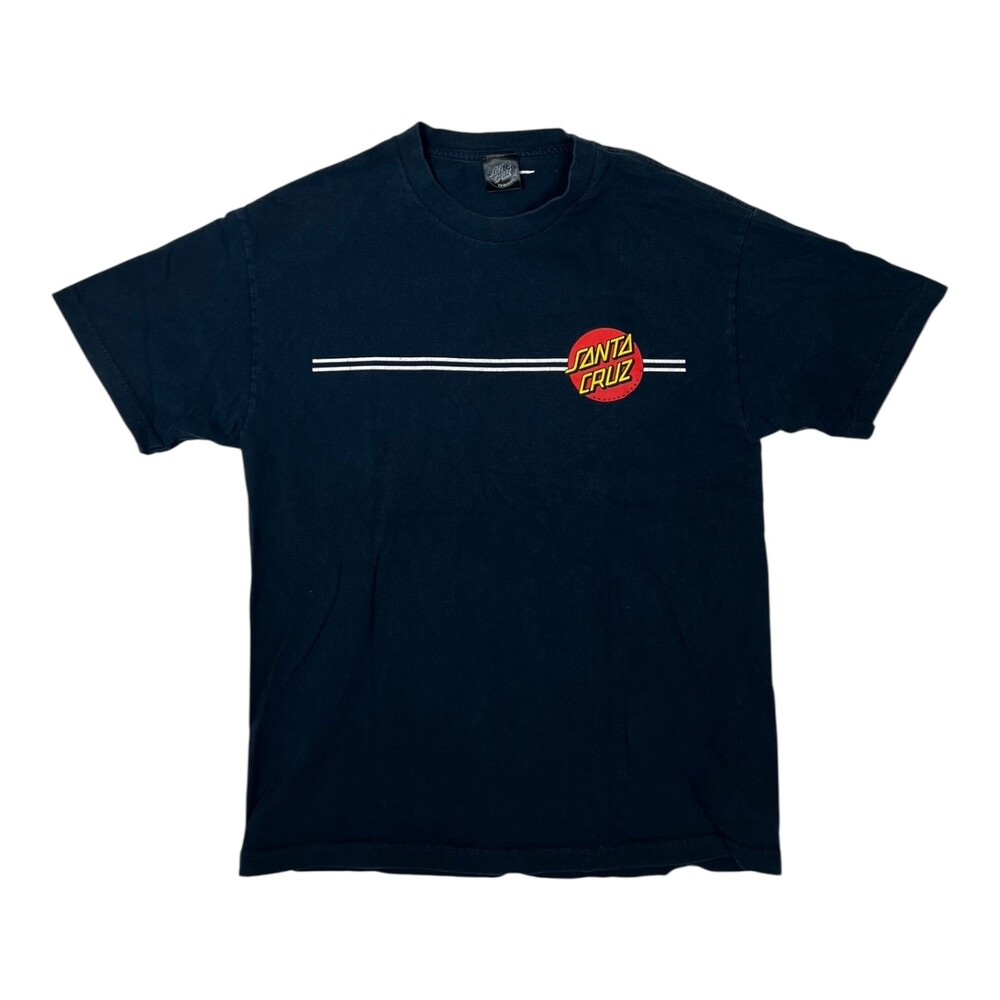Vintage Santa Cruz Skateboard T-Shirt Size Large Black OG Logo Faded 90s Y2K
